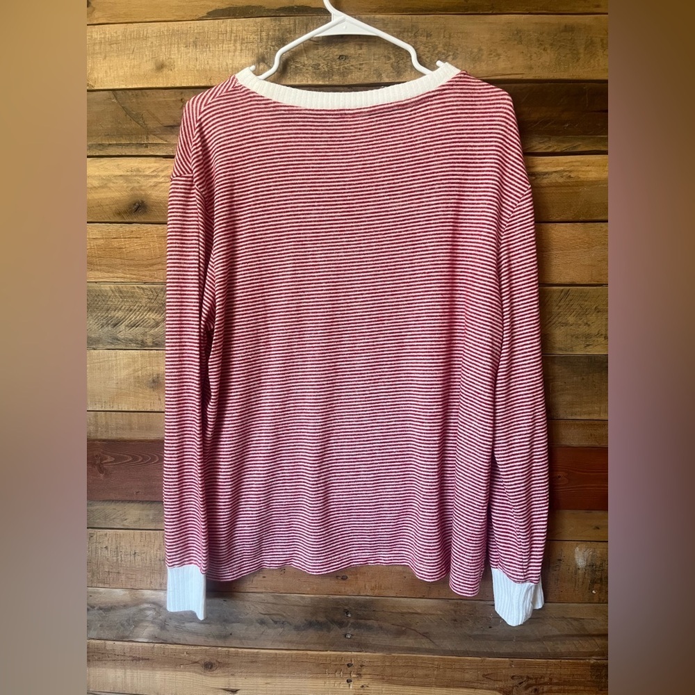 Stars Above Red & White Striped Long-Sleeve Pocket Top - Picture 4 of 4